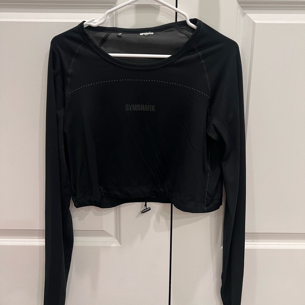 Gymshark breeze light weight seamless long sleeve crop top black